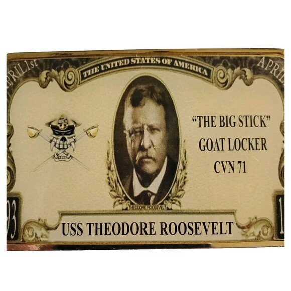 USN Navy Challenge Coin USS Roosevelt The Big Stick Goat Locker CVN 71 Heavy‎ - Picture 4 of 5